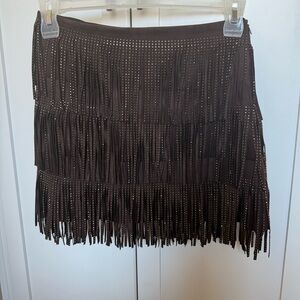 NEW Zara Brown Fringe Skirt